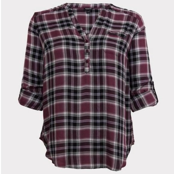 Torrid Twill Henley Tunic Top size 00/Large - Picture 3 of 11